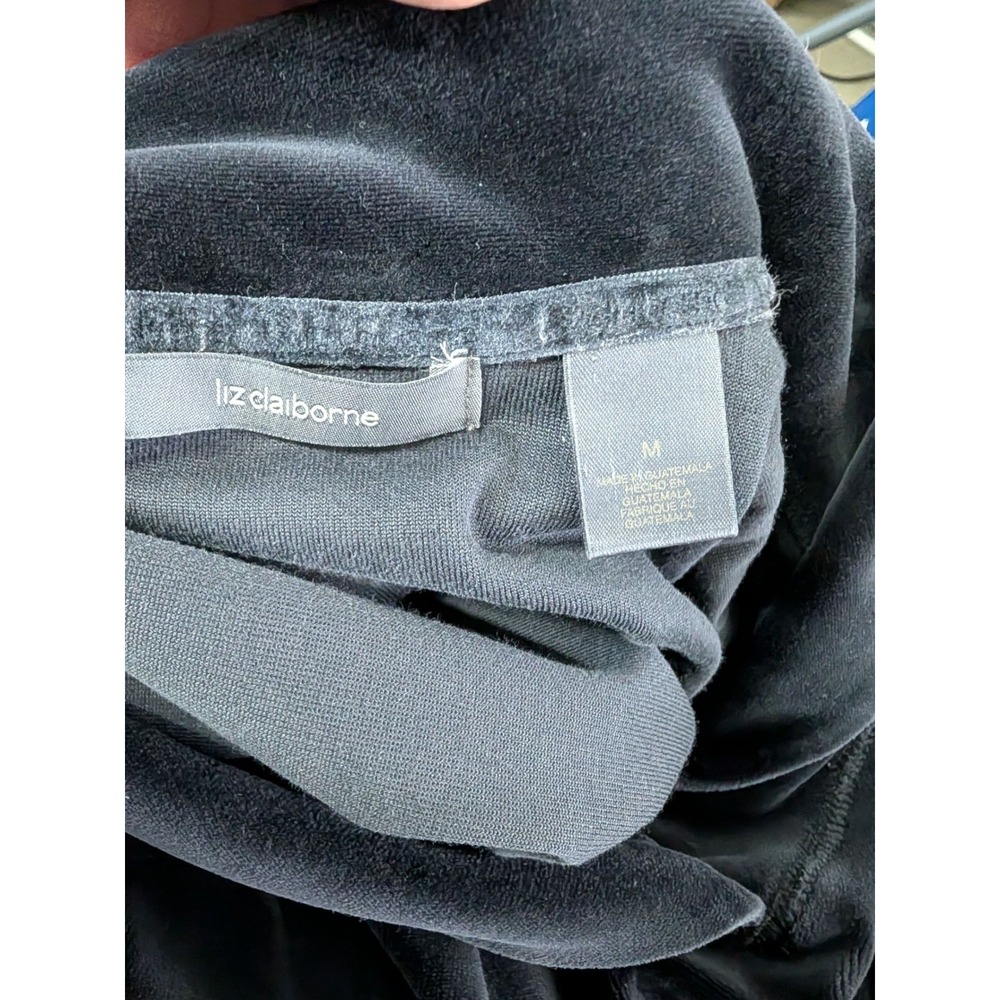 Liz Claiborne Women Velour Pullover Shawl Collar Long Sleeve Black Size M-C254 - Picture 3 of 3
